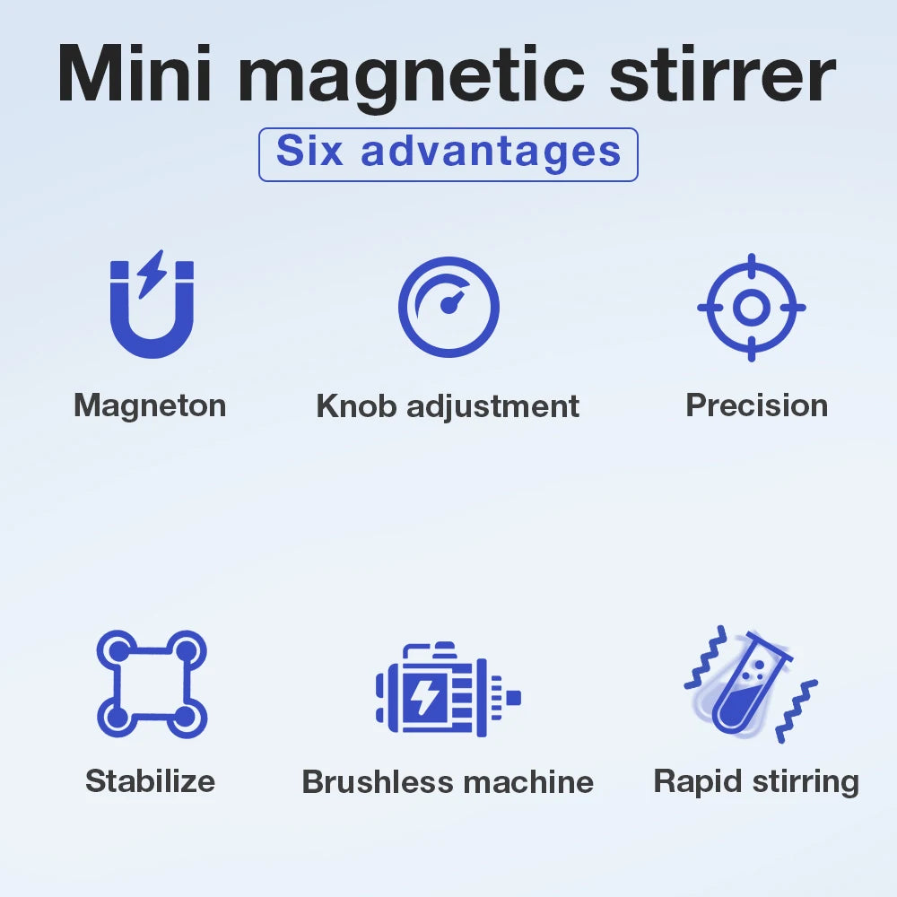 2000RPM Mini Electric Magnetic Stirrer with Stir Bar Brushless DC Motor Magnetic Mixer for Medical Chemical Laboratory EU Plug