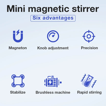 2000RPM Mini Electric Magnetic Stirrer with Stir Bar Brushless DC Motor Magnetic Mixer for Medical Chemical Laboratory EU Plug