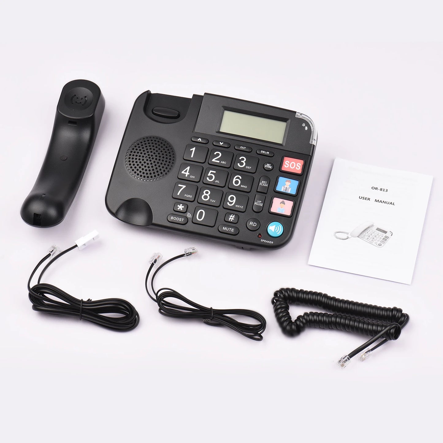 Corded Phone with Big Button Desk Landline Phone Telephone Support Hands-Free/Redial/Flash/Speed Dial/Ring Volume Control