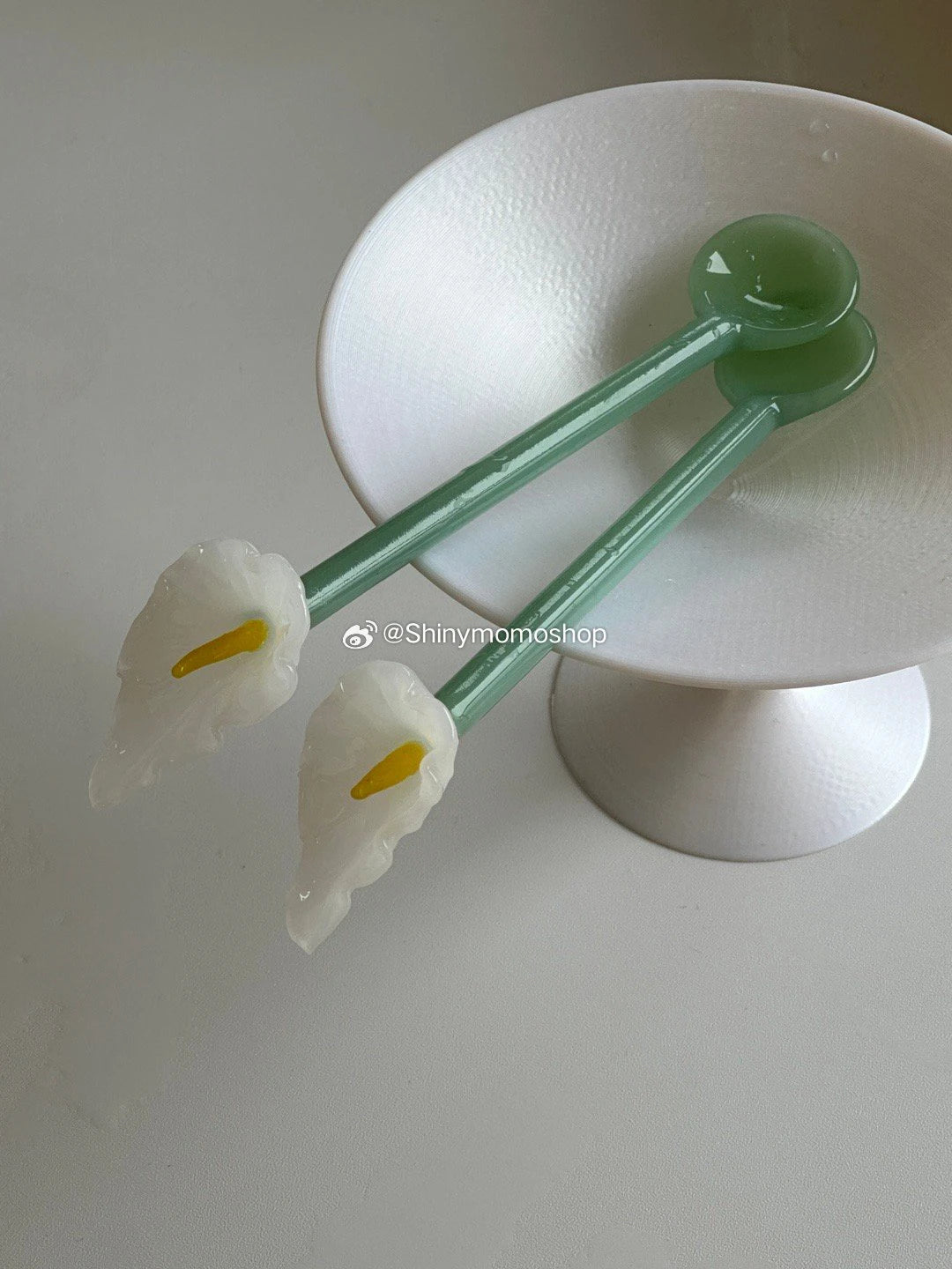 Calla Lily Animals Cartoon Bear Glass Spoon Dessert Spoon Coffee Glass Stir Spoon  Long Handle Spoon Yogurt Spoon