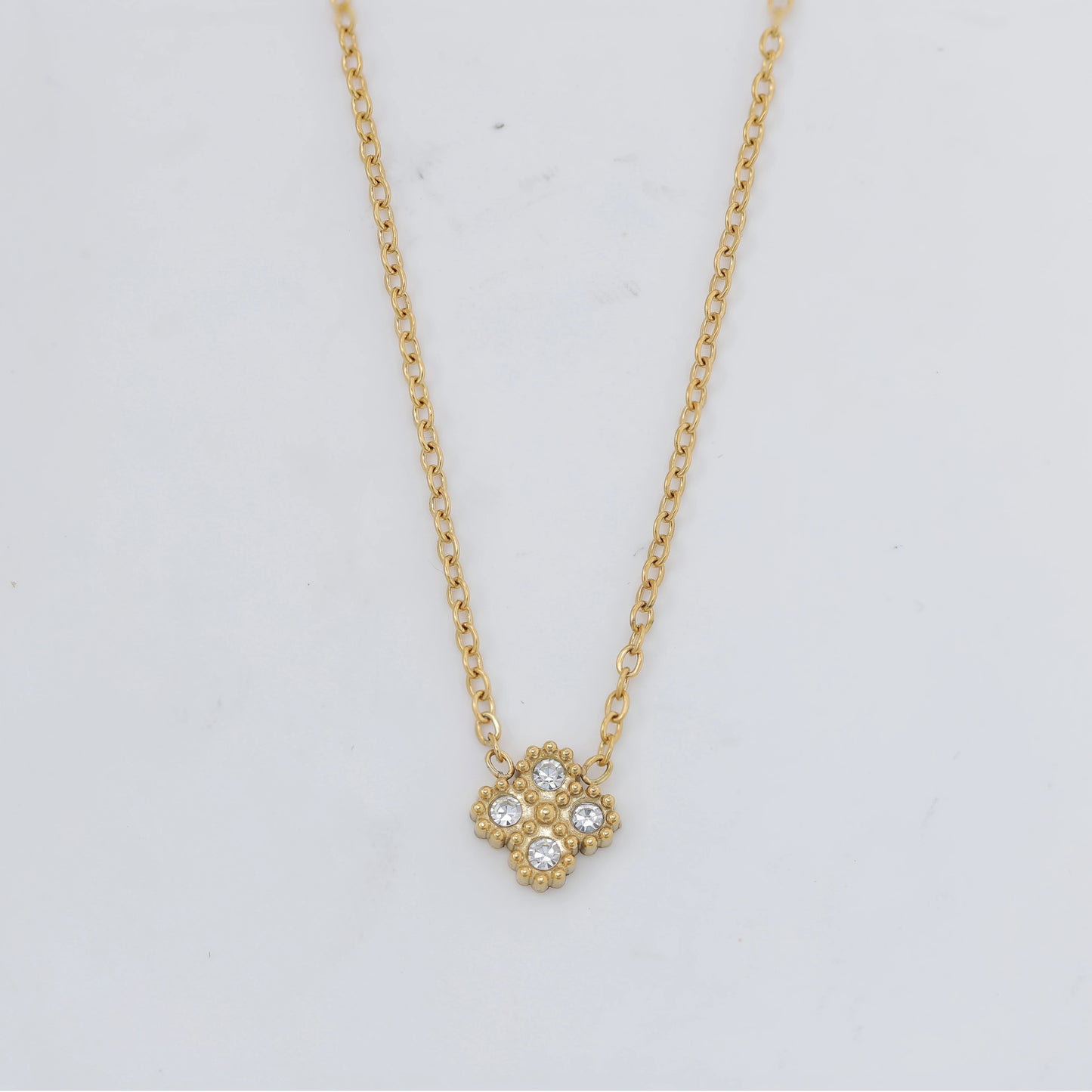 316L Stainless Steel Zircon Splicing Golden Flowers Necklace Earrings Women Girl Set New Trend Non-fading Jewelry Suit