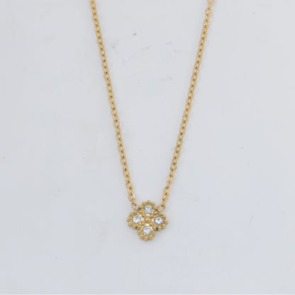 316L Stainless Steel Zircon Splicing Golden Flowers Necklace Earrings Women Girl Set New Trend Non-fading Jewelry Suit