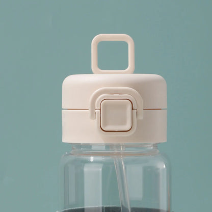 500Ml Portable Plastic Water Bottles with Straw Anti-scalding Leather Case Non-leaking Cute Bottle Outdoor Drinkware