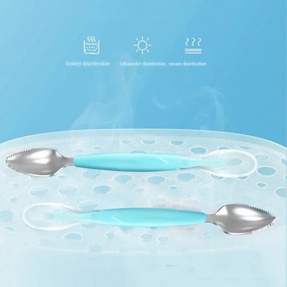 Fruit Scraping Mud Spoon Baby Food Feeding Spoon Two Heads Soft Silicone Easy To Eat Fruit Spoon Baby Feeder Utensils Supplies