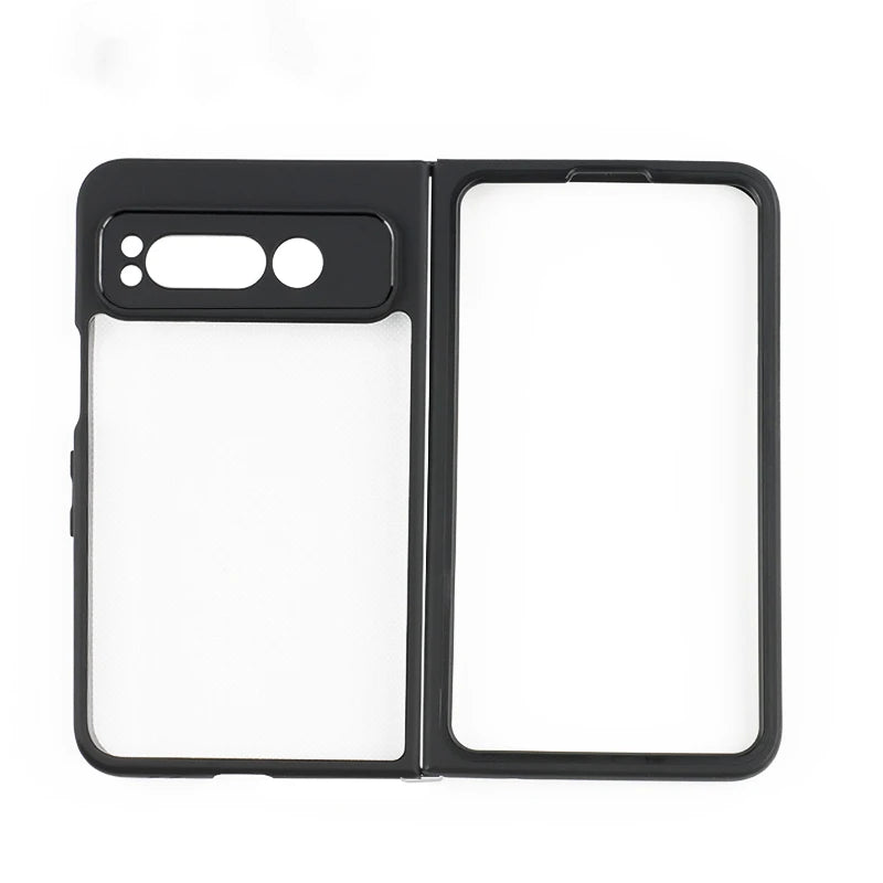 For Google Pixel Fold Case Cover Google Pixel Fold Capa Black Frame Shockproof Back Len Protector Clear Fundas Google Pixel Fold