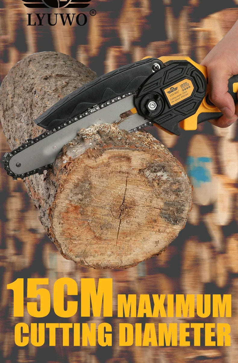 LYUWORechargeable Brushless Household Mini Electric Saw Handheld Saw Wood Cutting Saw Woodworking Saw Outdoor Electric Chain Saw