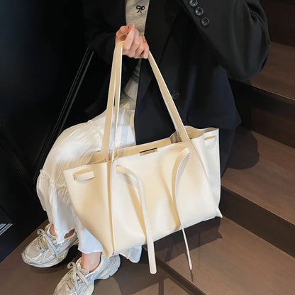 Big Shoulder Hand Commuting Bags for Women Large Capacity Drawstring Bucket Shopping Totes Top-Handle Bag 2025 Latest Handbags