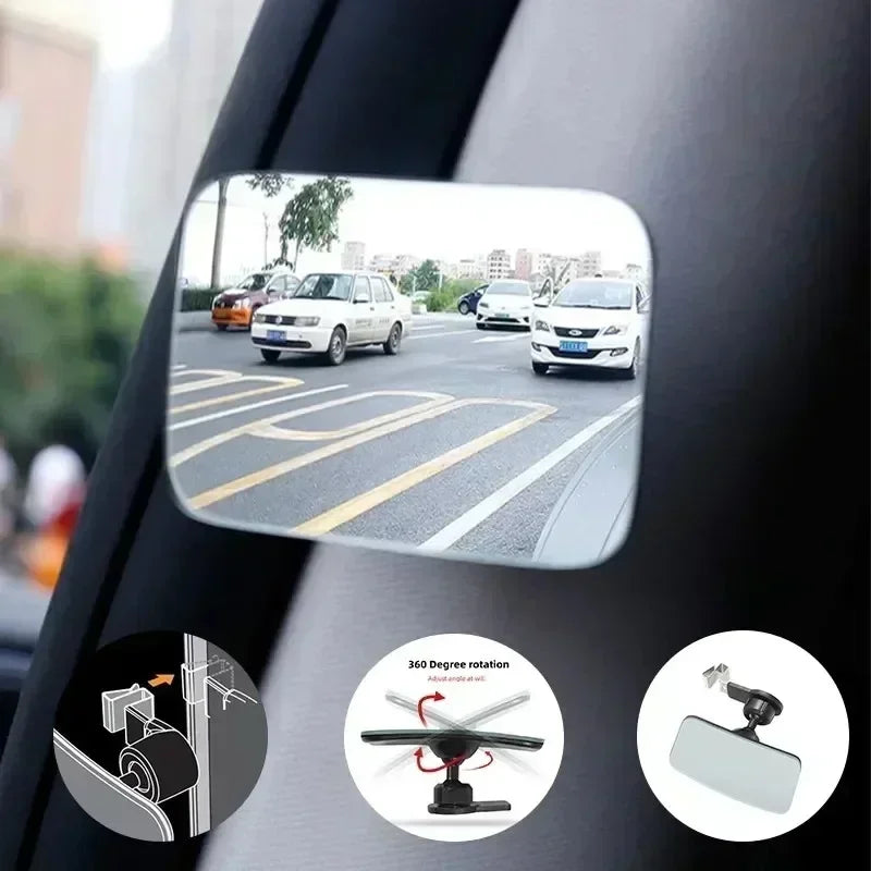 2/1PCS Car Auxiliary Blind Spot Mirror 360° Wide-Angle Adjustable HD Convex Mirrors Automotive Parking Reversing Rearview Mirror