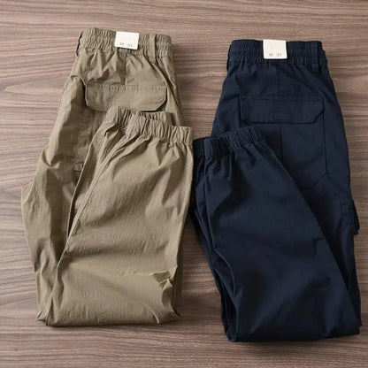 Summer Trousers Wear-resistant Summer Cargo Pants Breathable Multi Pockets Elastic Waist Summer Cargo Pants Mid Waist
