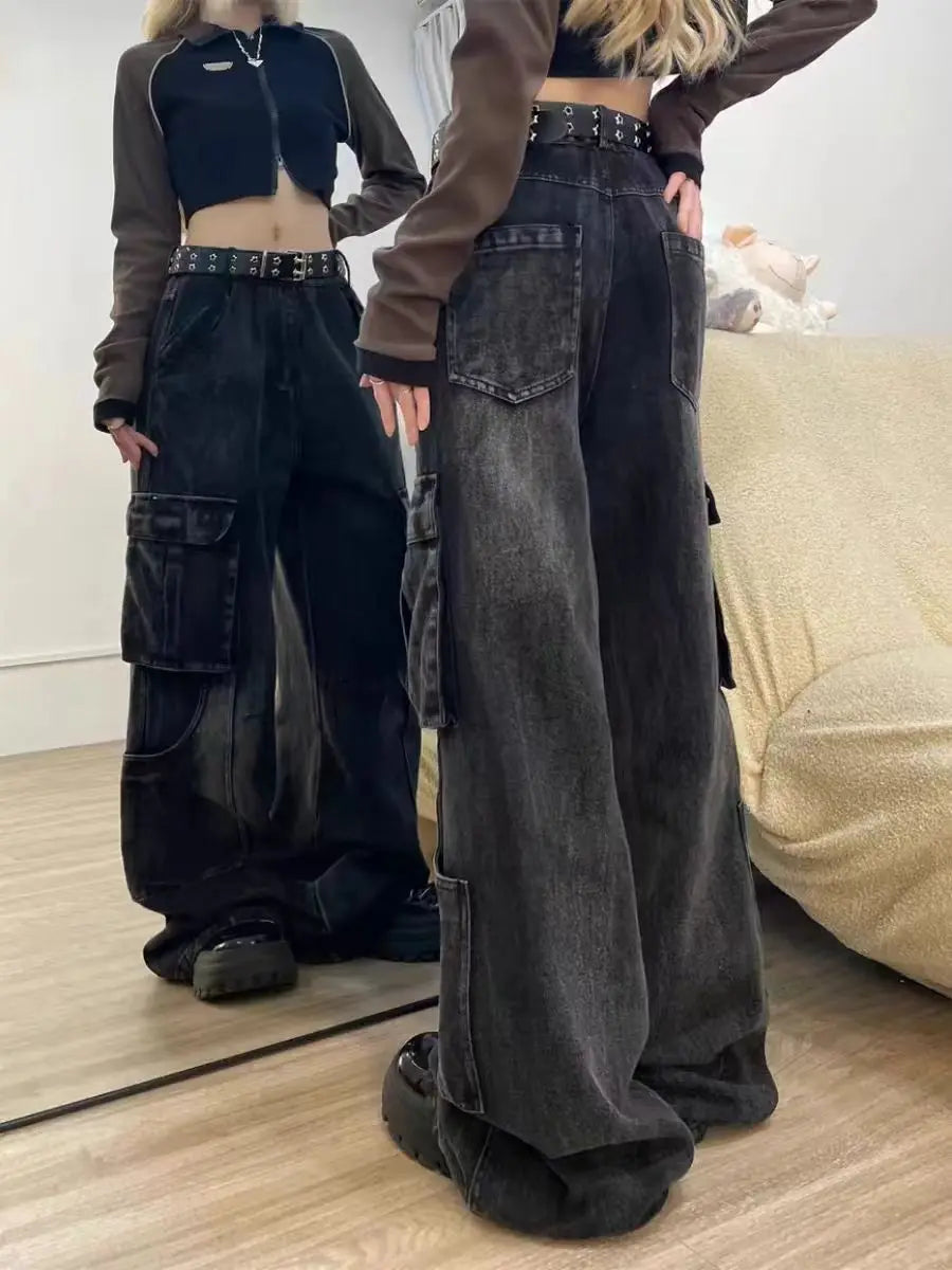 American High Street Cargo Pants Women 2024 New Summer Trendy Jeans Y2k Fashion Niche Design Women's Cargo Pants