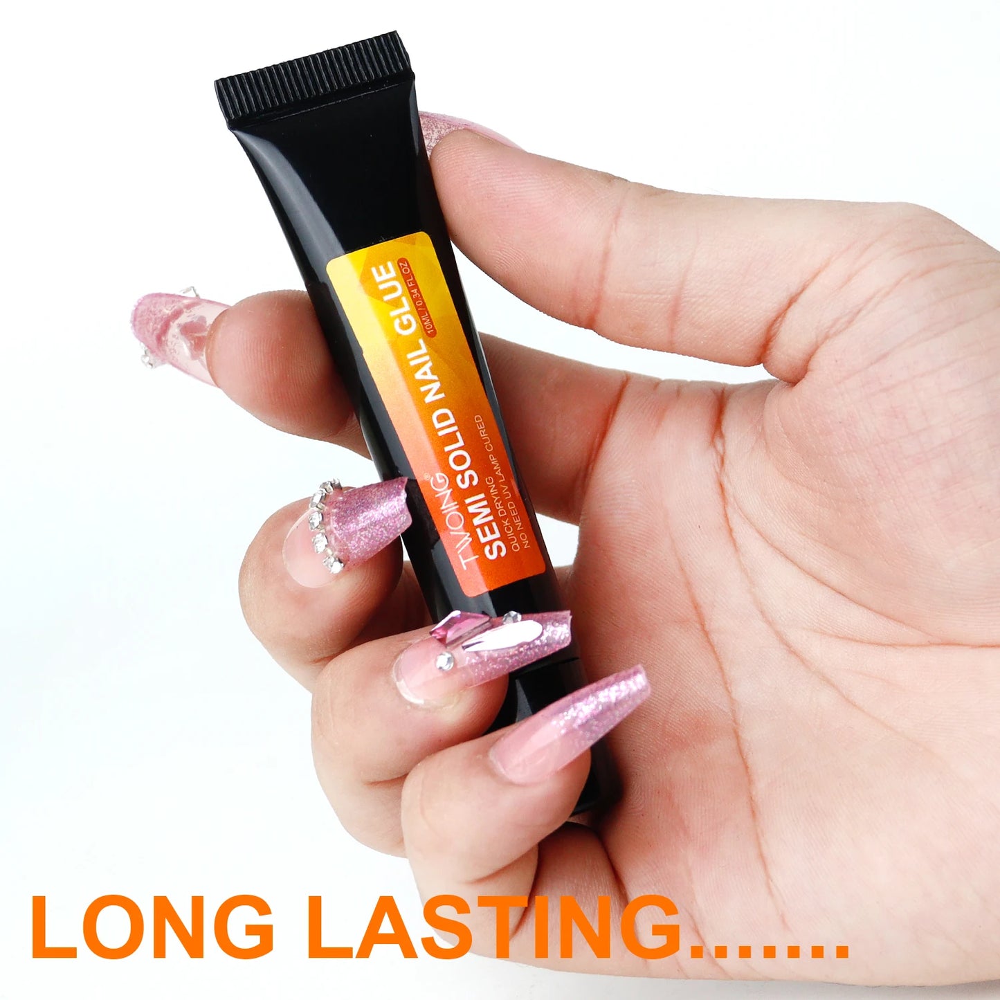 Quick-Dry Nail Glue，Semi solid Super Strong Adhesive For Press-On Nails&Rhinestones Long-Lasting，Fake Nail, No need UV Cured