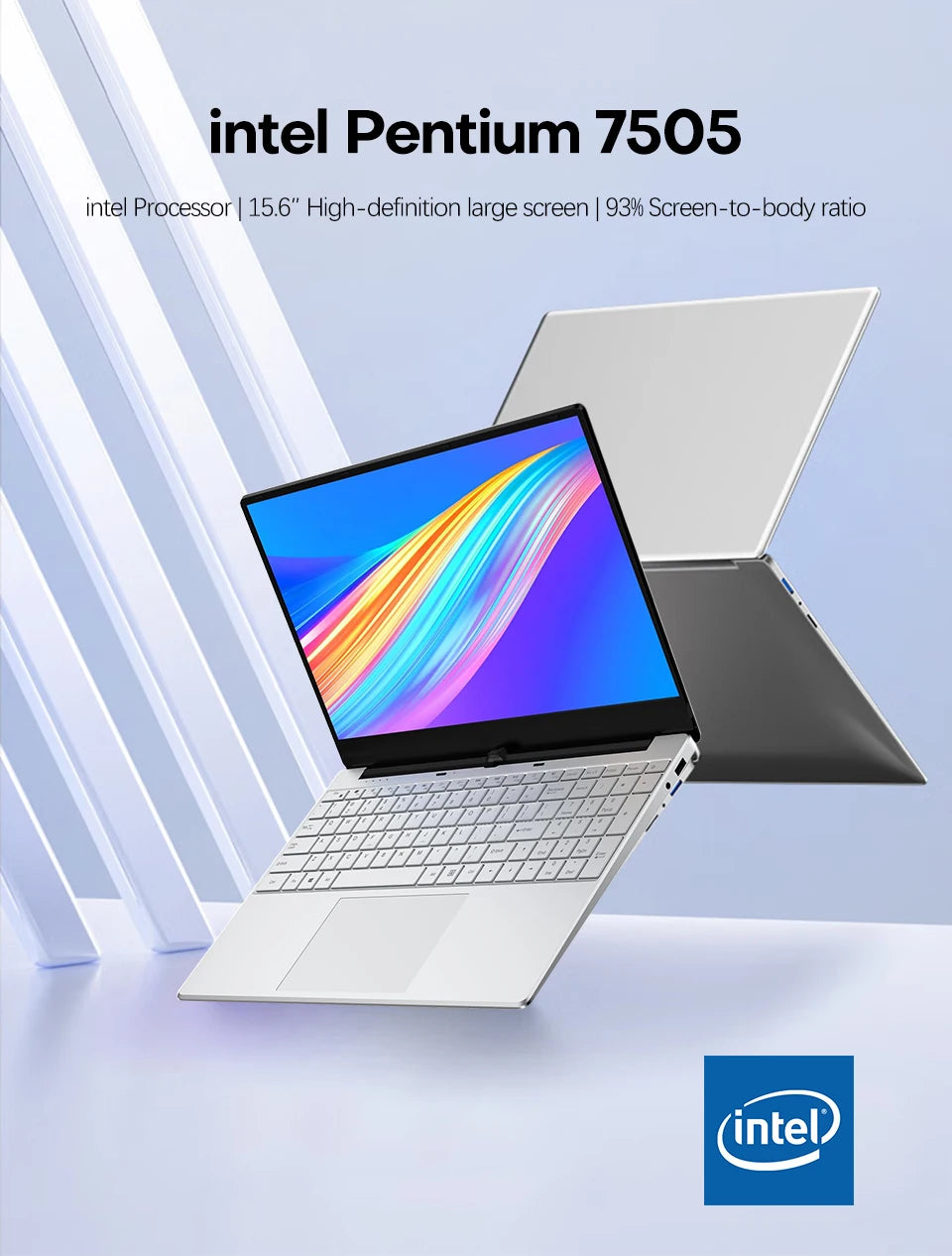 15.6 inch Laptop Computer intel Pentium 7505 Dual Core Laptops Windows 11 Pro Portable PC Gamer Notebook with Fingerprint Unlock