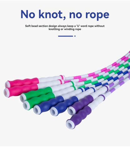 Wholesale adult and children's skipping ropes with colorful soft beads and bamboo nodes. Children's skipping ropes