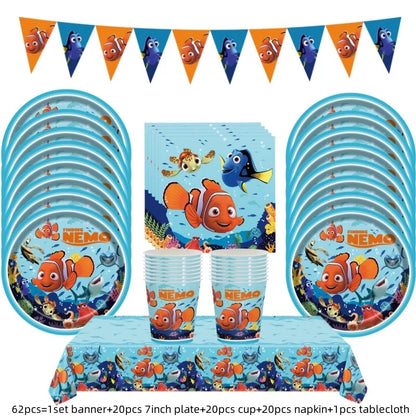 Finding Nemo Birthday Party Decoration Children Party Balloons Disposable Tableware Plates Napkins Cup Tablecloth Party Supplies