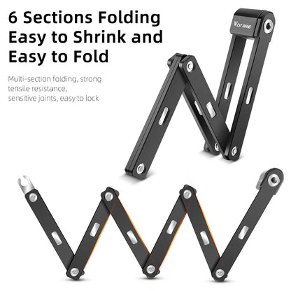 WEST BIKING Foldable Bicycle Lock Security Anti-theft Cycling Lock MTB Road Bicycle Accessories Scooter Electric Bike Chain Lock