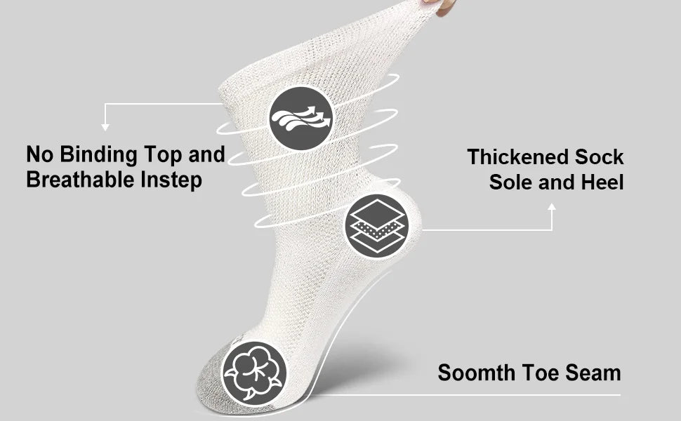 4 Pairs Diabetic Non Binding Socks For Men Women Loose Fitting Socks Cotton Wide Top Socks Breathable & Moisture wicking