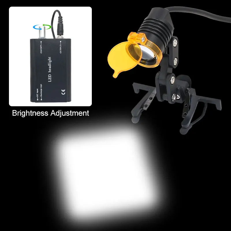Dental LED Head Light for Dental Loupes Dentist with Yellow Filter Glasses Clip Rechargable Lamp Adjustable Brightness