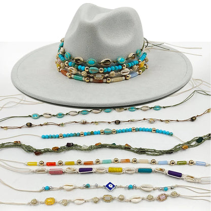 2024 Hat Band Accessories Handmade Beaded Chain Straw Hat Accessories Men Women Hat Band Decorative Soft Hat Fashion Accessories