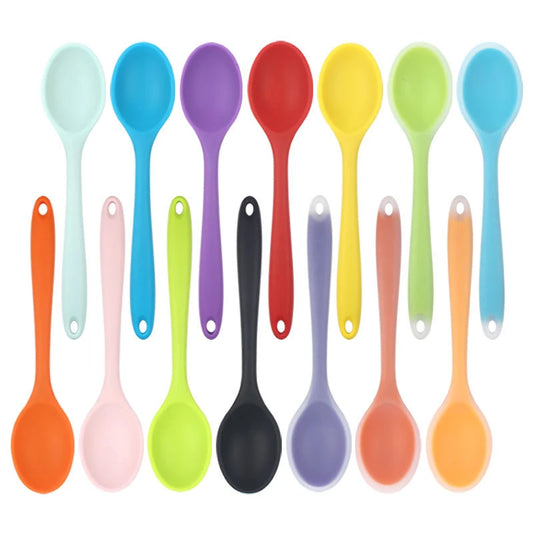 Silicone Spoon Integrated Rice Spoon Multicolor Silica Gel Salad Spoon Cake Baking Spoon Kitchen Cooking Spoon Kitchen Tools