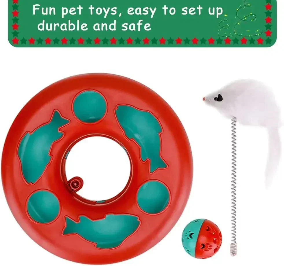 Cat Toys for Indoor Cats,Interactive Kitten Toys Roller Tracks with Catnip Spring Pet Toy with Exercise Balls