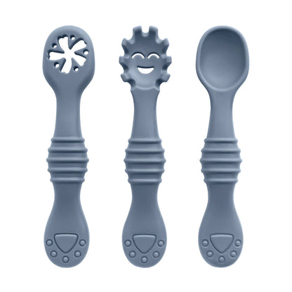 3Pcs/Set Mother Kids Baby Silicone Spoon Fork Bebeb Feeding Food Baby Stuff Toddler Learn To Eat Training Baby Items