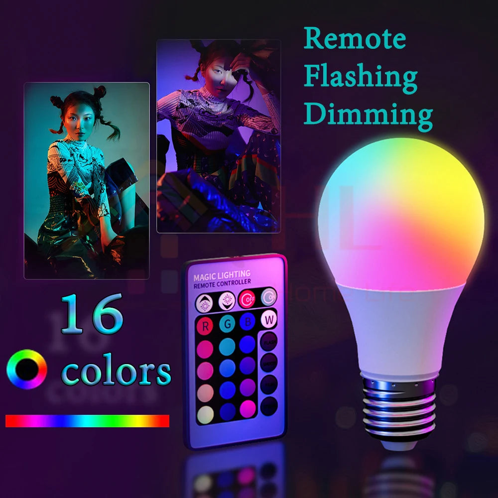 10W 15W 20W E27 LED Bulb Light Color Changing Spotlight IR Remote Control LED Bulb Smart RGBW Atmosphere Light Bar Home Decor