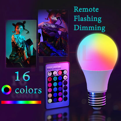 10W 15W 20W E27 LED Bulb Light Color Changing Spotlight IR Remote Control LED Bulb Smart RGBW Atmosphere Light Bar Home Decor