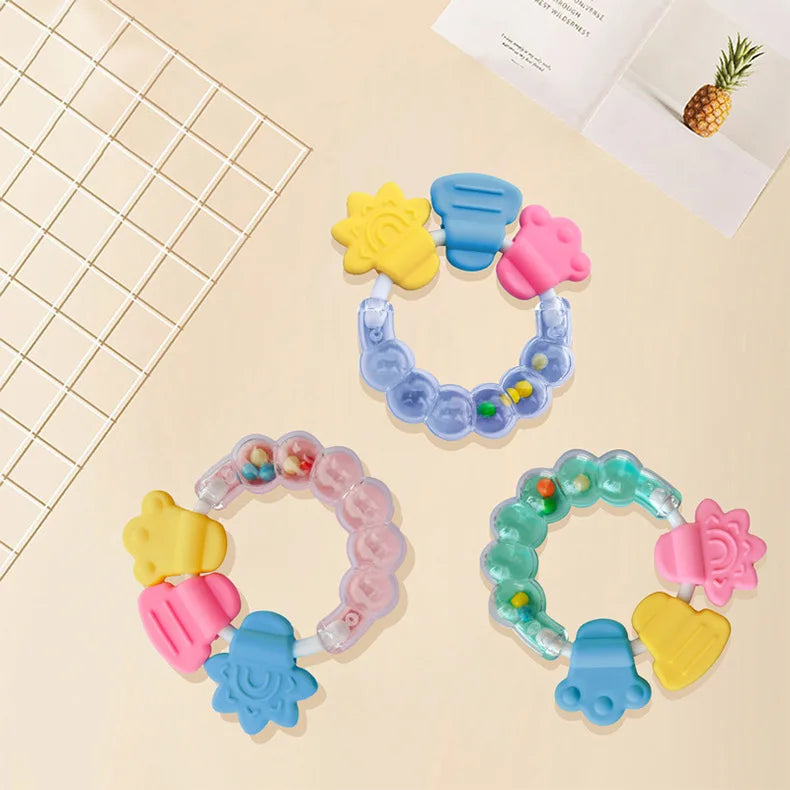 Baby Fruit Style Soft Rubber Rattle Teether Toy Newborn Chews Food Grade Silicone Teethers Infant Training Bed Toy Chew Toys Kid