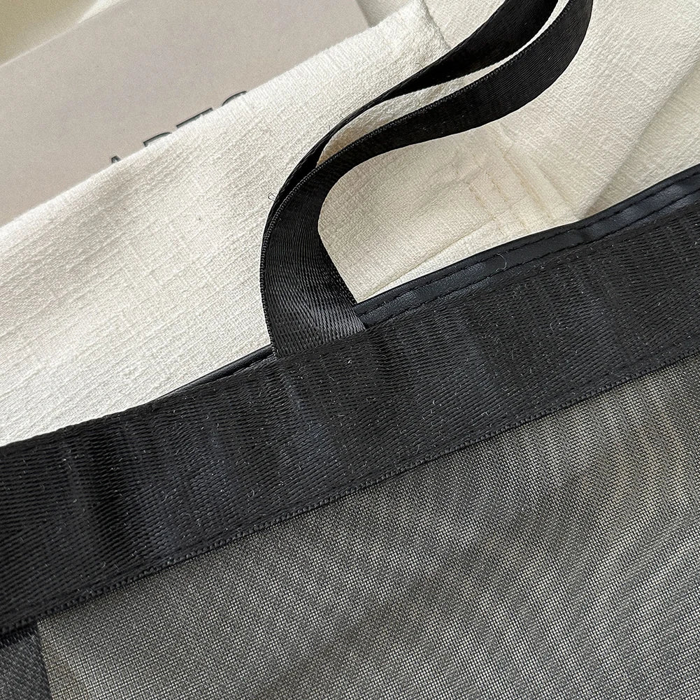 Fashion Totes Bags Large Capacity Mesh Top-Handle Handbag Solid Color Storage Bags Transparent All-match for Beach Swimming