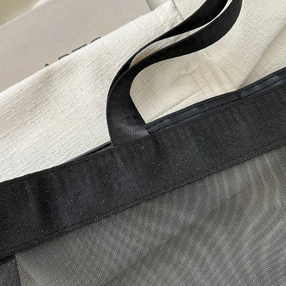 Fashion Totes Bags Large Capacity Mesh Top-Handle Handbag Solid Color Storage Bags Transparent All-match for Beach Swimming
