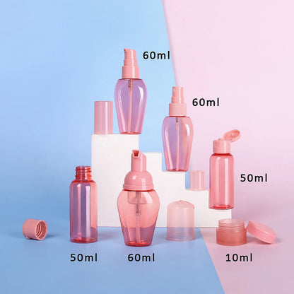 10pcs Travel Bottles Toiletry Kit Leak Proof Portable Set, Red Clear Flight Size Cosmetic Containers for Lotion,Shampoo