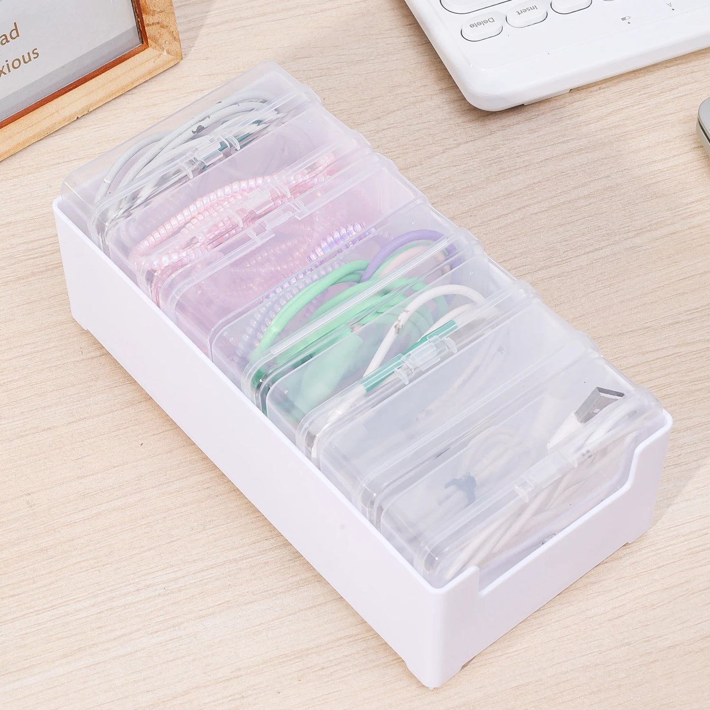 7Grid Data Cable Storage Box Cable Organizer Bag With Power Charging Cable Management And Desktop Cables Management Organization