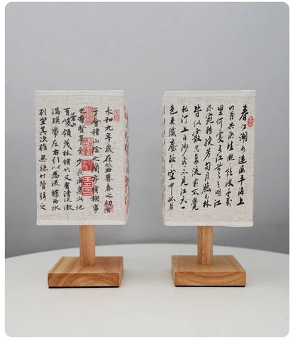LED  Decoration Table Lamps Simple Chinese Style Dimmable Plug Night Light Fabric Lampshade Square Bedroom Bedside Desk Lights