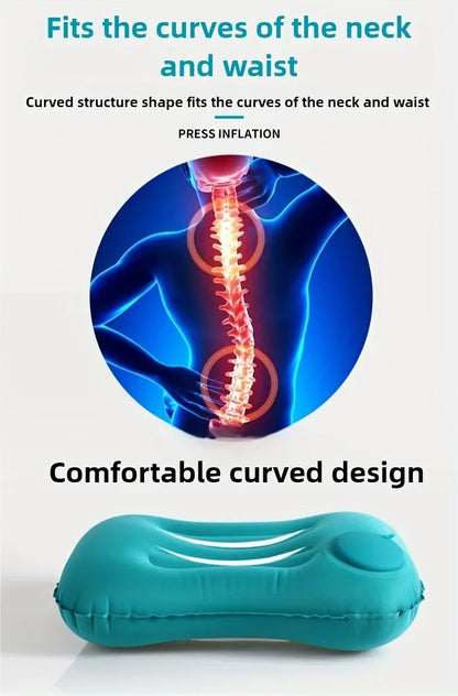 1PC Portable Inflatable Travel Neck Pillow, Waist Pillow, Foldable Travel Essentials, Providing Lumbar and Neck Support