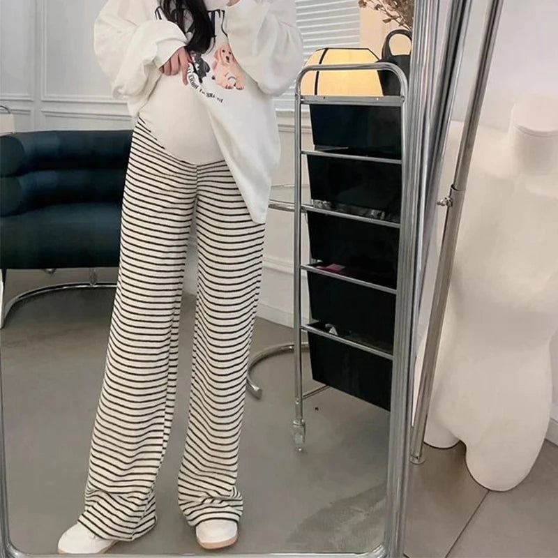 2025 Maternity Pants Home Clothes for Pregnant Women Leisure Belly Support Clothing Pregnancy Striped Trousers Woman Summer Kids