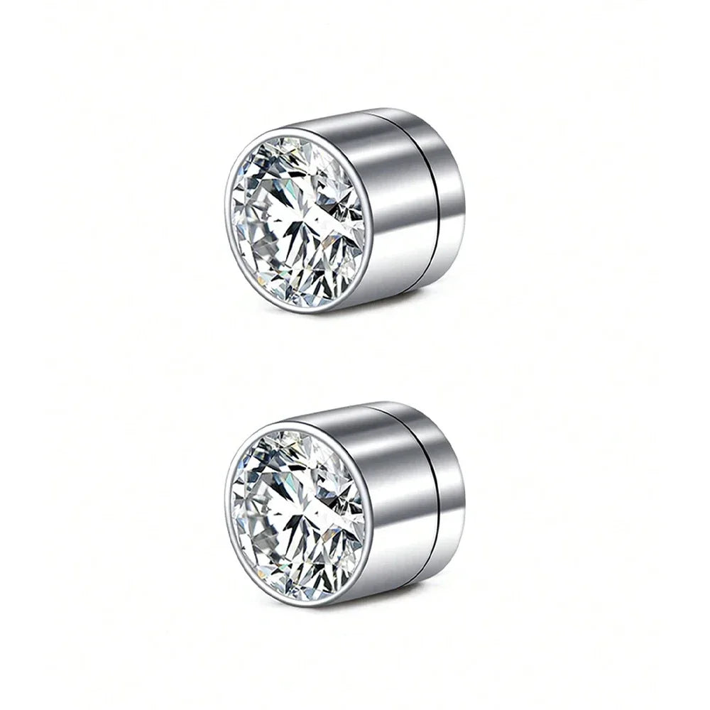 2Pcs CZ Dia 3-5mm Faux Non Pierced Ear Ring Ear Cuff Stainless Steel Fake Ear Ring Studs  For Women Men No Piercing Body Jewelry