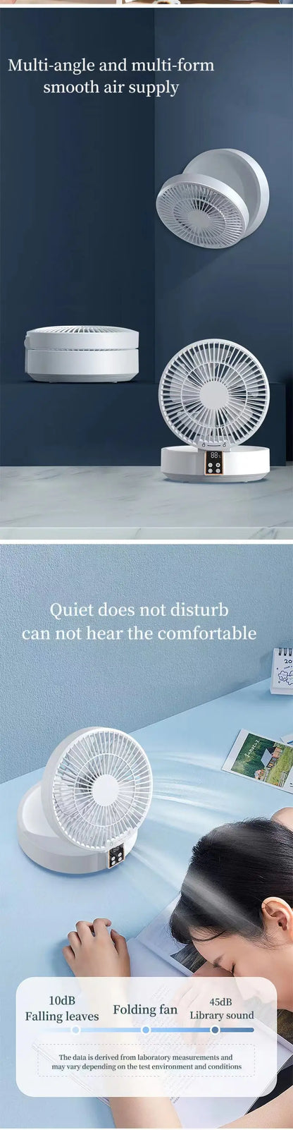 Fan With Remote Control Portable Wall-Hanging Rechargeable Usb Electric Folding Fan Nightlight Air Cooler Household