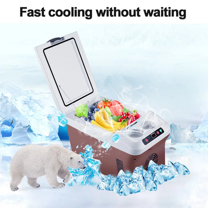 Car Refrigerator 15L Mini Fridge Refrigeration/Heat 12V/24V Green and Energy Efficient Multi-Purpose Auto/Home Refrigerator