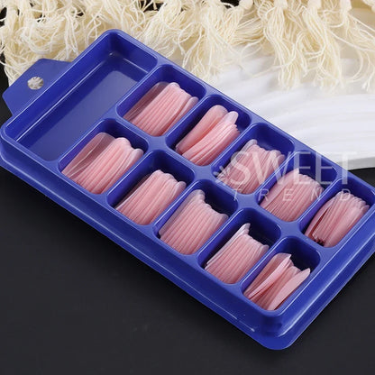 100pcs Nude Pink False Nail Press On Nails Acrylic Extension Coffin Forms Nail Tips Artificial Long Full Cover Fingernails Tools