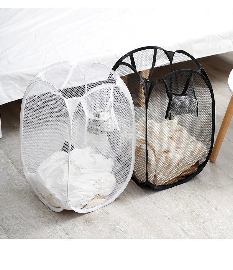 Dirty Clothes Basket Skeleton Ventilated Foldable Easy Storage Portable Large Capacity Clothes Basket