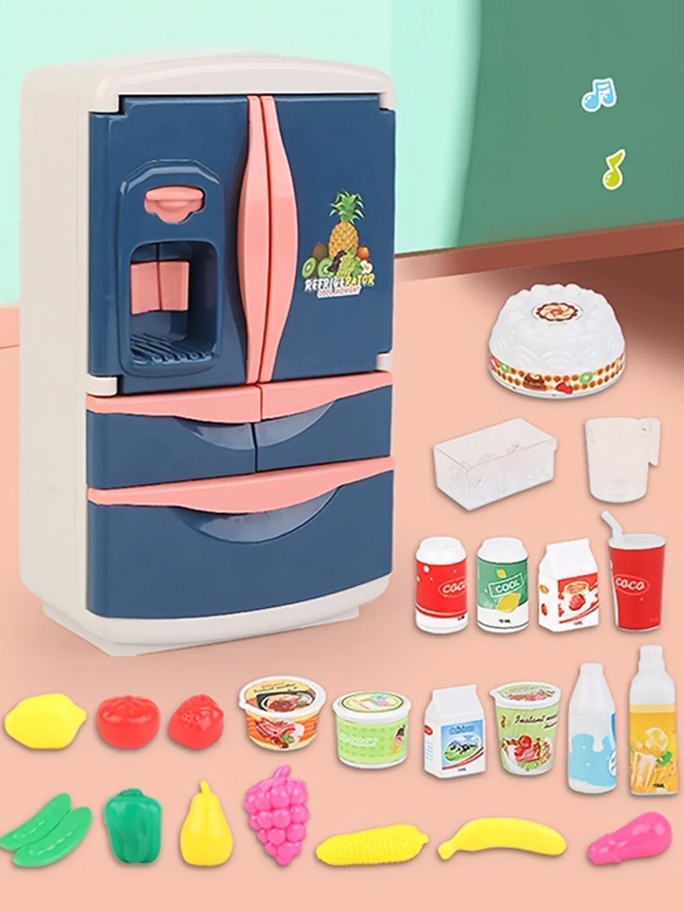 Refridge Simulation Toys For Kids, With Fog, Music & Lights, Kitchens Refrigerator Play Set For Children, Indoor Game, For Boys