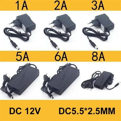 AC 110-240V DC 12V 1A 2A 3A 5A 6A 8A Universal Power Adapter Supply Charger adaptor Eu Us for LED Light Strips CCTV