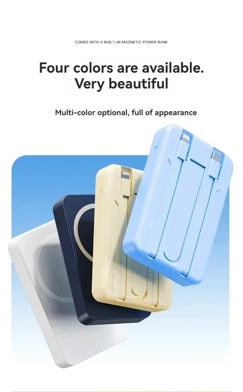 Wireless power bank, built-in cable holder, large capacity, super fast charging, power bank, magnetic, 30000mAh, new