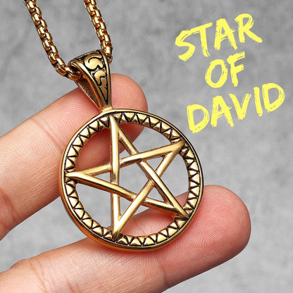 Salomon Masonic Star of David Stainless Steel Men Necklaces Pendant Chain Punk New in For Women Fashion Jewelry Gifts Wholesale