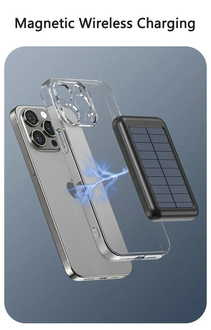 2025 15W Solar Magnetic Power Bank 20000mAh, Wireless Fast Charging USB-C, PD20W Fast Charge, Portable Solar Charger for Phones