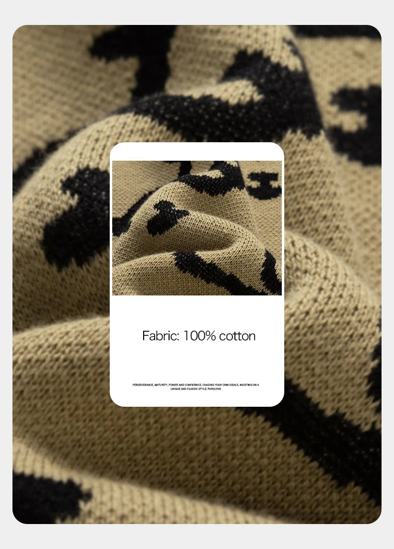 Autumn Cotton Anime Sweaters Men Retro Harajuku Vintage Oversized Sweaters Loose Cute Cartoon Cat Pullovers Homme Men Clothing