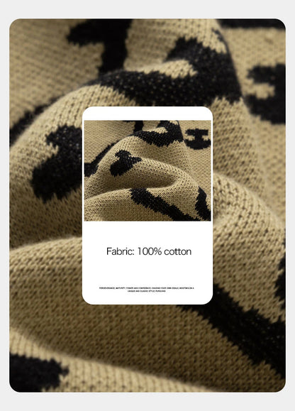 Autumn Cotton Anime Sweaters Men Retro Harajuku Vintage Oversized Sweaters Loose Cute Cartoon Cat Pullovers Homme Men Clothing