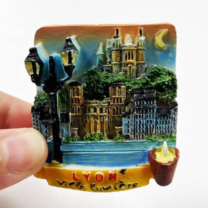 Europe France Lyon Strasbourg Marseille Resin 3D Fridge Magnets Tourism Souvenir Refrigerator Sticker