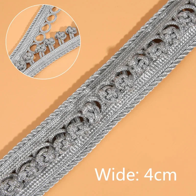 1 Yards Floral Embroidered Lace Ribbon DIY Apparel Sewing Fabric Gold Handmade Crafts Materials