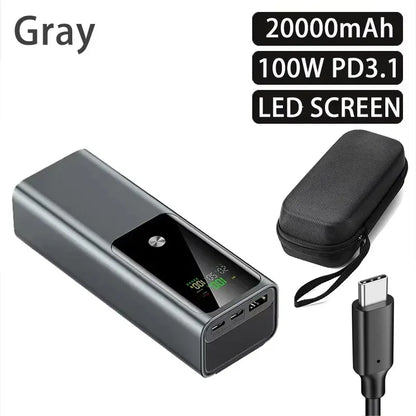 20000mAh 100W Large Capacity Power Bank Bidirectional Fast Charging Portable Powerbank Laptop External Spare Battery for Macbook